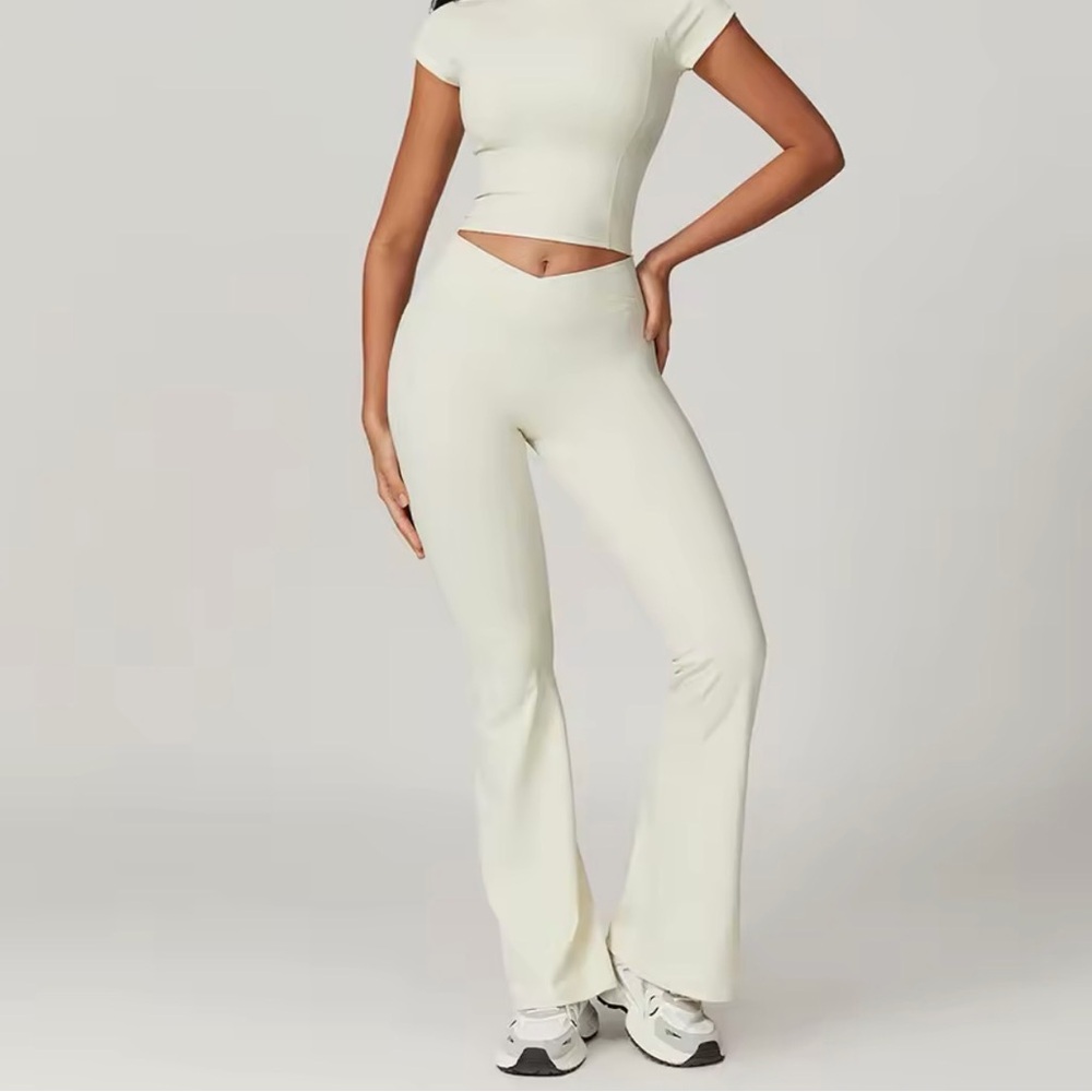 Elegant Cream set Women's Flare Pants and top